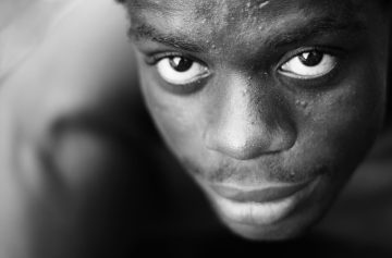 Black and White Portrait of Young African Descent Man